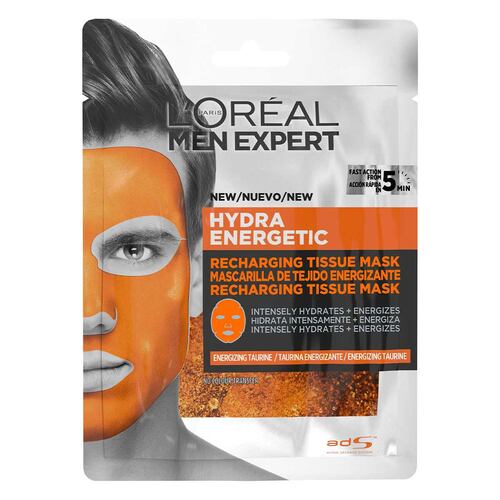 Mascarilla facial en tela piel cansada Hydra Energetic Men Expert L'Oréal Paris