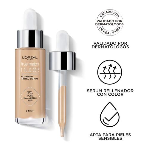 L'Oréal Paris Serum Rellenador Con Color, True Match, Tono 2-3 Light