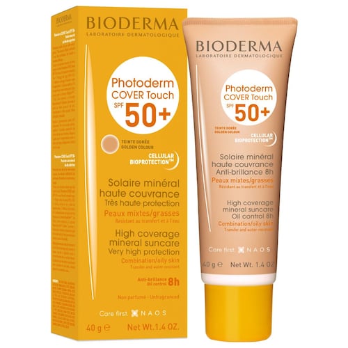 Bioderma Photoderm Cover Touch Protector Solar SPF50+ Tono Dorado Efecto Maquillaje, 40 ml