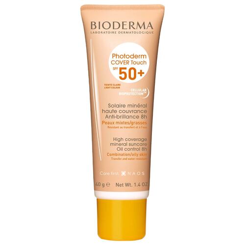 Bioderma Photoderm Cover Touch Protector Solar SPF50+ Tono Claro Efecto Maquillaje, 40 ml