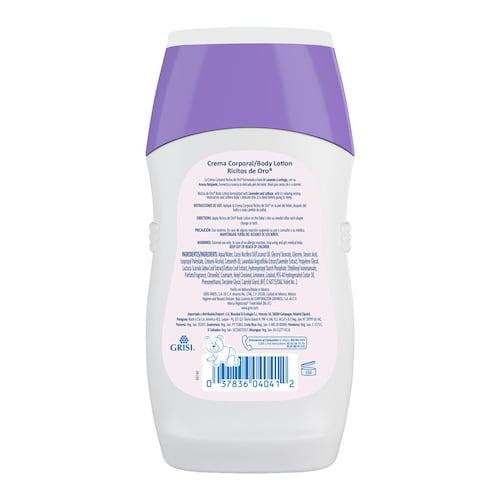 Crema Corporal de Lavanda 250 ml Ricitos de Oro