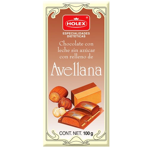 Barra de Chocolate Dietética Rellena de Avellana de 100 gramos Holex