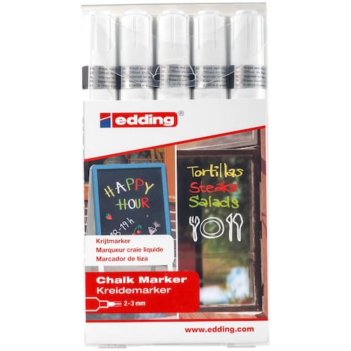 Marcador tiza para cristal 2-3mm 5 blanco
