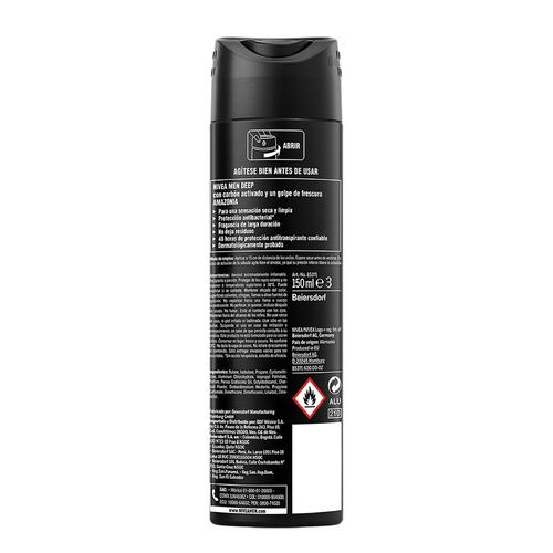 Nivea Men Desodorante Antitranspirante Hombre Deep Amazonia Spray, 150ml