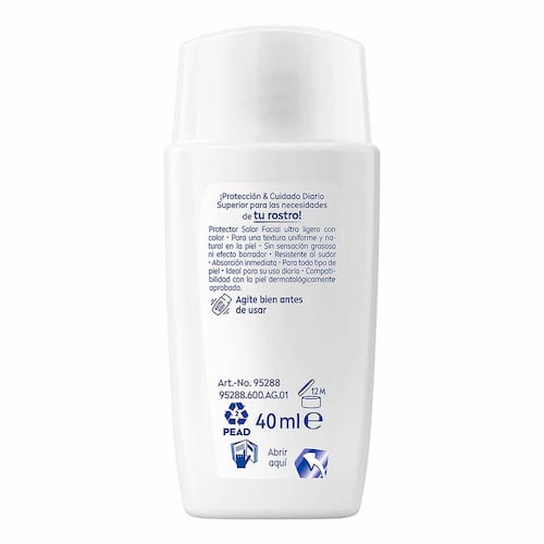 Protector Solar Fluido Tono Claro 40 ml Nivea