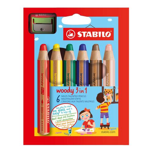 Lapices STABILO Woody caja de colores con 6 piezas