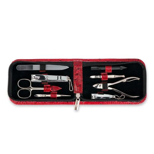 Estuche de Manicura Avestruz Rojo
