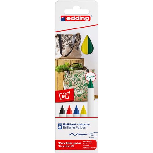 Set Rotuladores Textil Básicos 1 mm 5 Piezas Edding