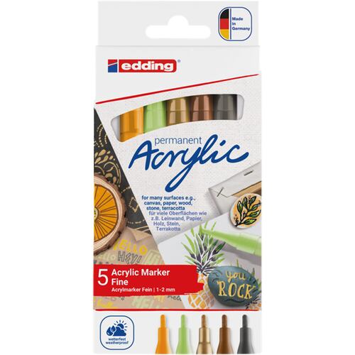 Set Marcadores Acrílico 1-2mm Nature 5 Piezas Edding