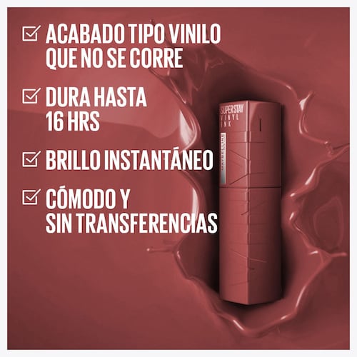 Labial Líquido Brillante, Maybelline Superstay Vinyl Ink Witty 40