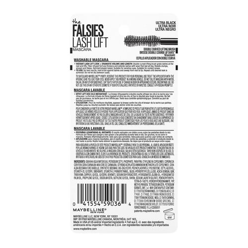 Máscara para pestañas Maybelline New York The Falsies lash lift 195 ultra negro 9.6 ml