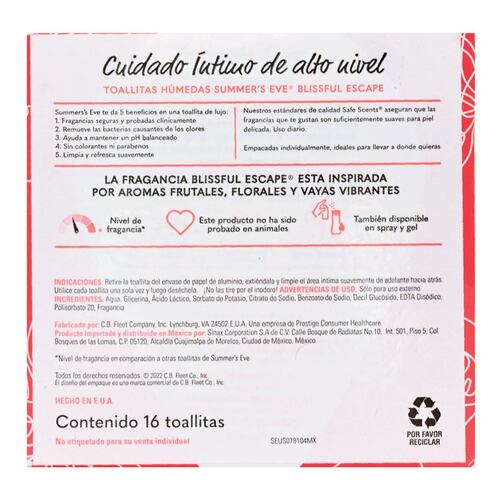 Toallitas Húmedas Blissful Escape c/16