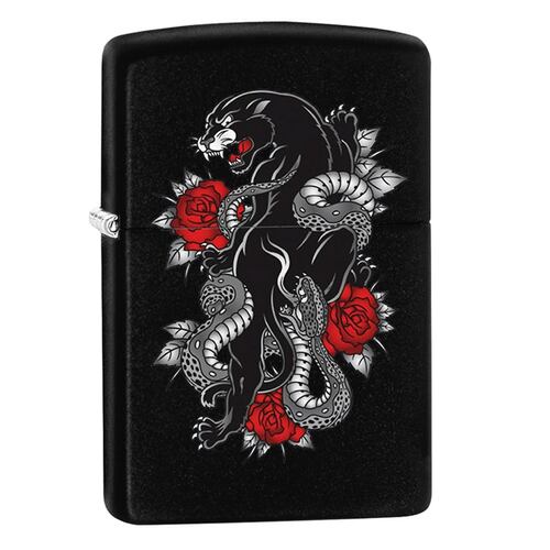 Encendedor Zippo Negro Diseño Pantera