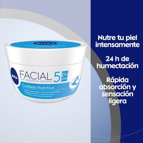 Nivea Crema Facial Hidratante 5 En 1 Nutritiva, 200ml