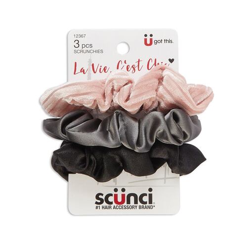 Scrunchies dif. colores y telas 3 pzas