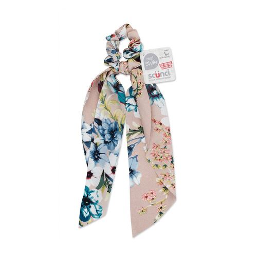 Scrunchie scarf rosa con estampados de flores 1 pza