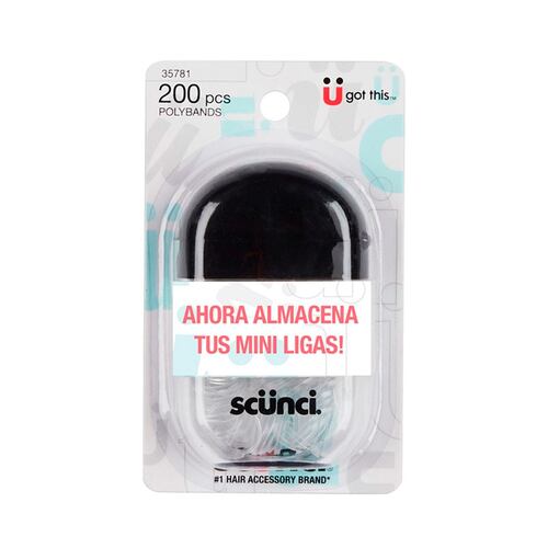 Mini Ligas Transparentes con Estuche 200 piezas Scunci