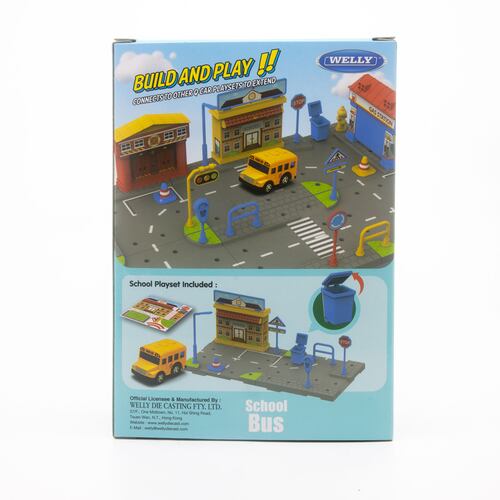 Set Armable WELLY de Escuela con Autobús Escolar a Escala