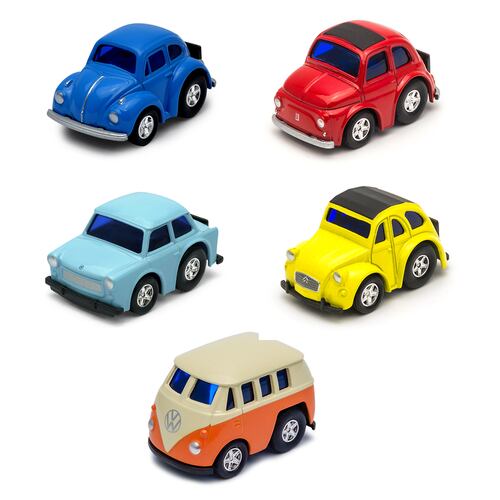 Set de 5 Vehículos a Escala WELLY Die Cast de 2 Pulgadas Back Q Collection