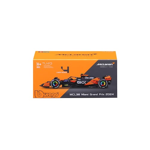 Vehículo a Escala 1:43 McLaren F1 Modelo MCL38 Miami Grand Prix 2024 - 4 Londo Norris- BURAGO
