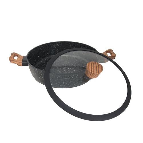Arrocera De Mármol Negro Madera De 28cm
