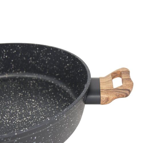 Arrocera De Mármol Negro Madera De 28cm