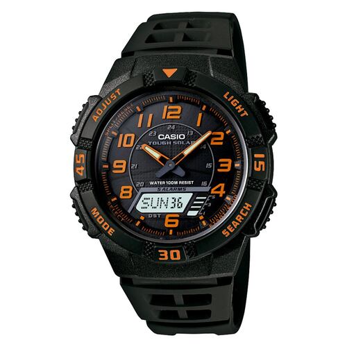 Reloj Casio AQ-S800W-1B2VCF Negro y Detalles Naranjas Para Caballero