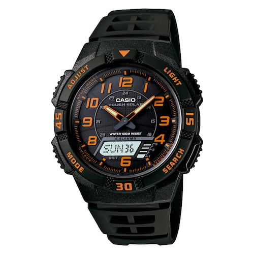 Reloj Casio AQ-S800W-1B2VCF Negro y Detalles Naranjas Para Caballero