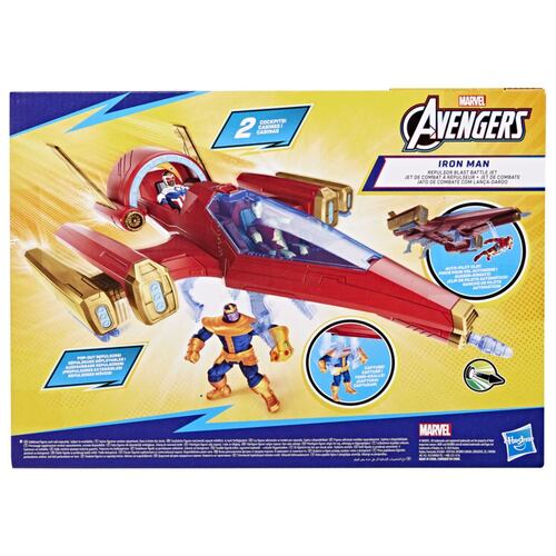 Set Figura de Acción Marvel Avengers Iron Man + Jet de Combate