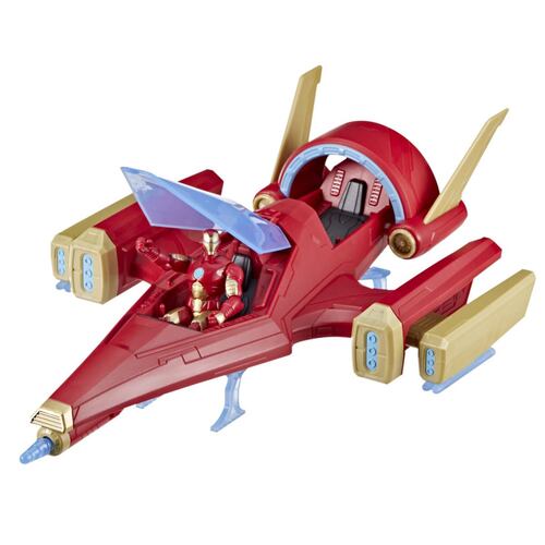 Set Figura de Acción Marvel Avengers Iron Man + Jet de Combate