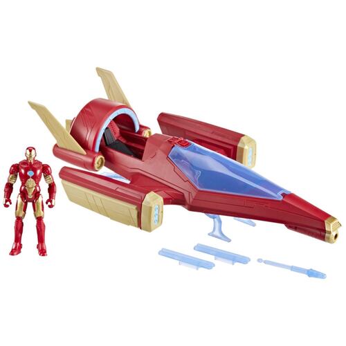 Set Figura de Acción Marvel Avengers Iron Man + Jet de Combate