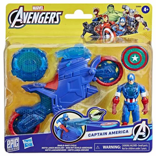 Set Marvel Avengers Epic World of Action Moto Lanzaescudos Capitán América