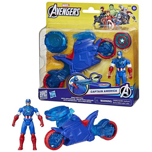 Set Marvel Avengers Epic World of Action Moto Lanzaescudos Capitán América