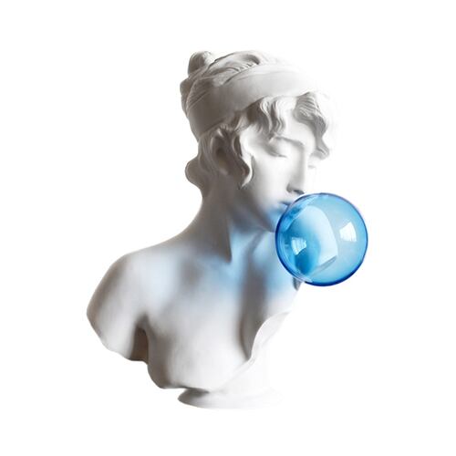 Figura Decorativa Mujer con Chicle Azul Jialong