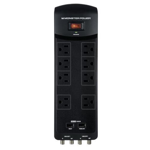 Supresor Monster Extreme Power 800 8 Outlet con Cargador USB + Av Protection