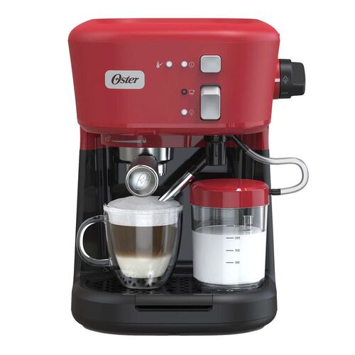 Oster Prima Latte Cafetera Espresso 15 Bares Roja con Tratamiento