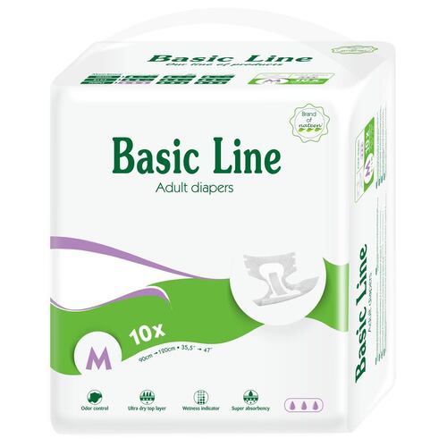 Linea Basica Morada - Pañal para Adulto - Mediana (M) 10/pz