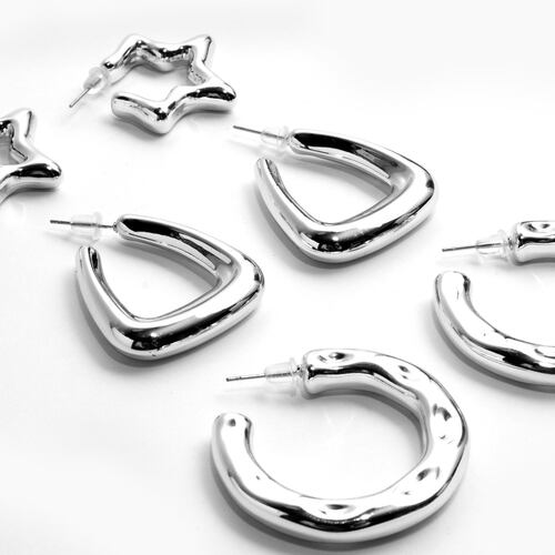 Set de Aretes (3 Pares) Plateado de Plástico Figuras Vstone