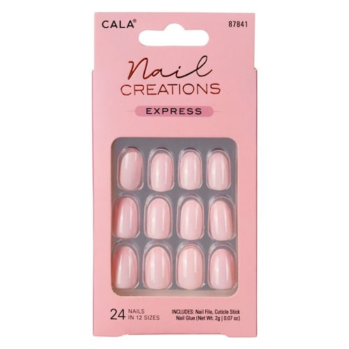 Kit Uñas Postizas Nail Creations Express Oval Rosa Bebé 24 piezas