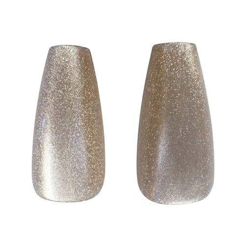 Kit Uñas Postizas Velvet Medium Coffin Sage Cateye 24 piezas