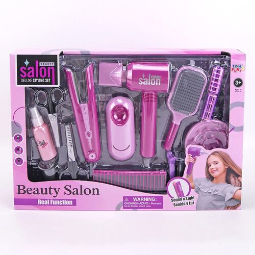 Set De Peluquería Para Niñas Con Tocador De Madera, 32 Accesorios De Juguete Para Juego De Roles Y Peinado