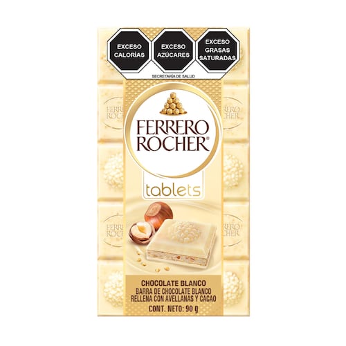 Barra Ferrero Rocher Tablets Chocolate Blanco Rellena con Avellanas y Cacao 90gr