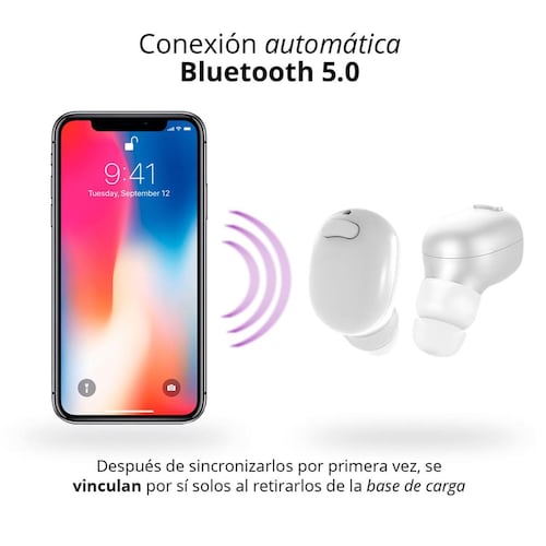 Audífonos Redlemon Bluetooth TWS c/ Base de Carga Blancos