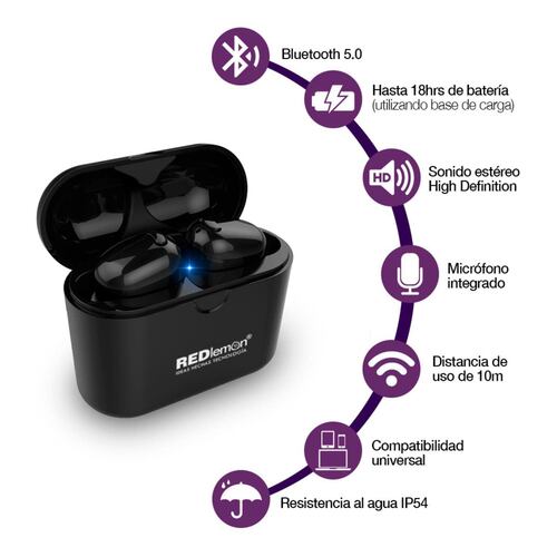Audífonos RedLemon Bluetooth True Wireless Stereo c/ Base de Carga