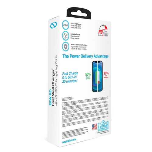 Cargador de Pared Naztech 20w con Cable Lightning