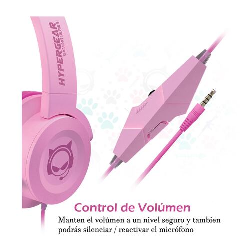 Audífonos alambrícos cambat Kitty rosa
