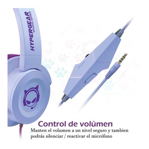 Audífonos alambrícos cambat Kitty morado