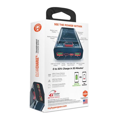 Batería HyperGear de 20000mah De Usb C Usb a Carga Rápida