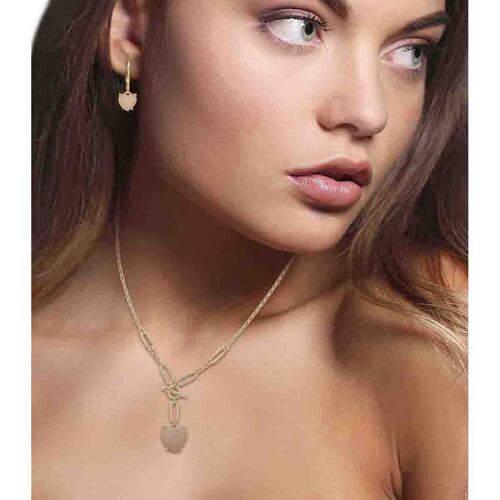 Box de collar y aretes color dorado marca Anne Klein tipo gargantilla y artetes tipo botón