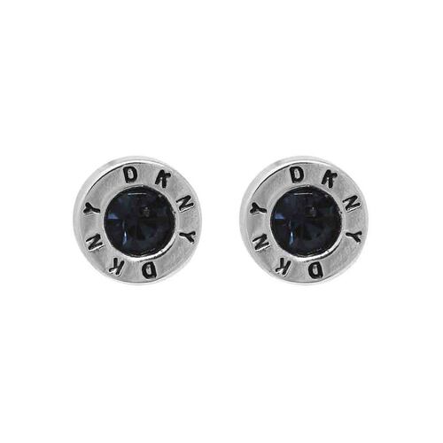 Aretes Silueta Botón Cristal Azul DKNY